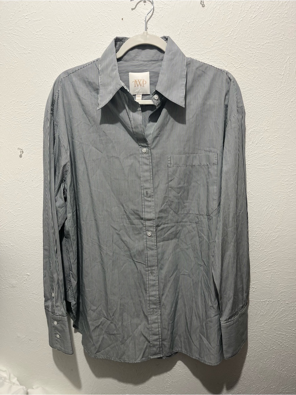 TWP | Women’s Striped Button Down Shirt Blouse Top Size Medium Large - Picture 2 of 5